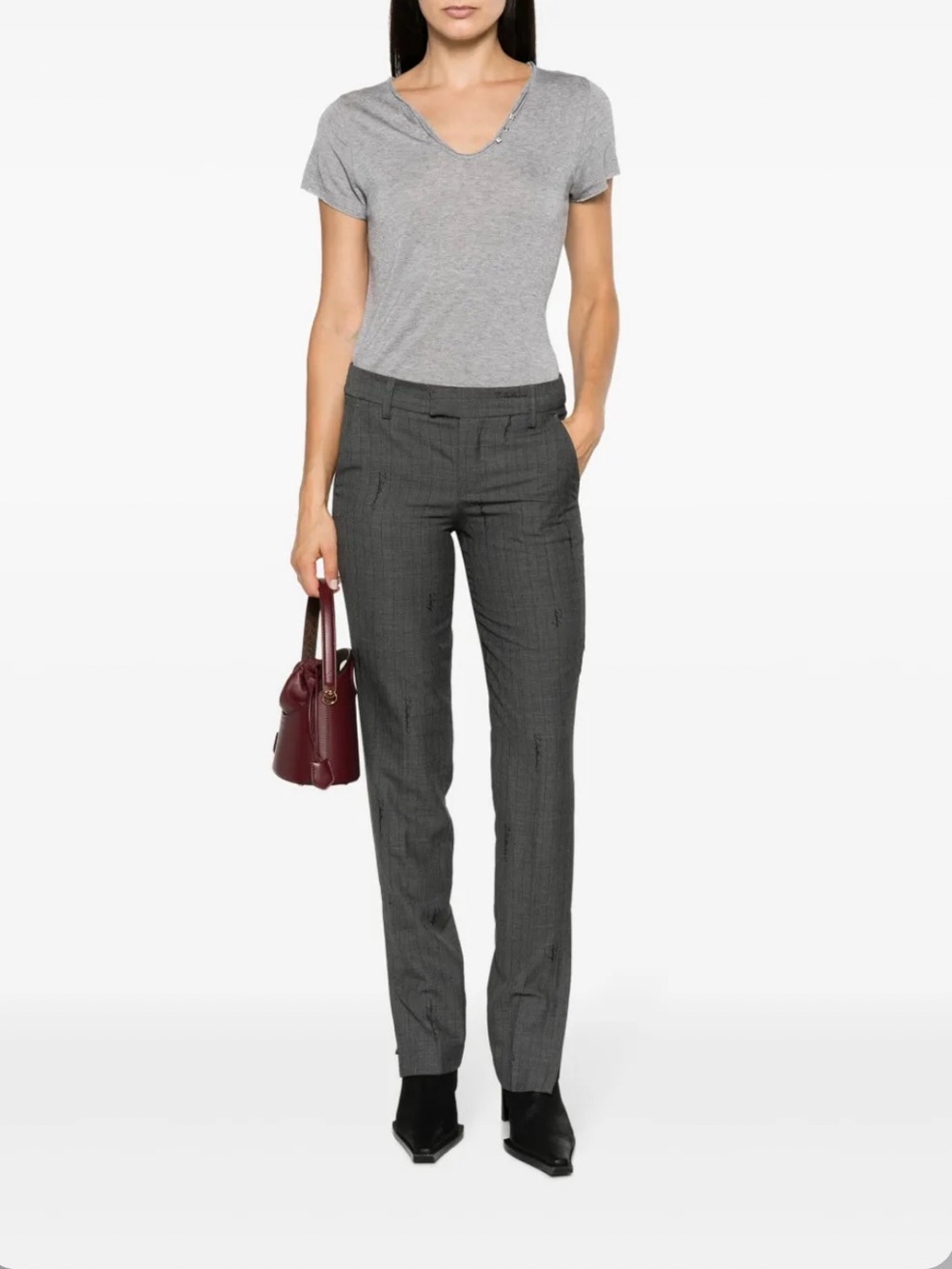 BRAND NEW — Zadig & Voltaire Gray Pinstripe Straight-Leg Trousers